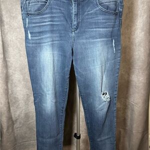 Democracy Blue Distressed Ankle Jeans